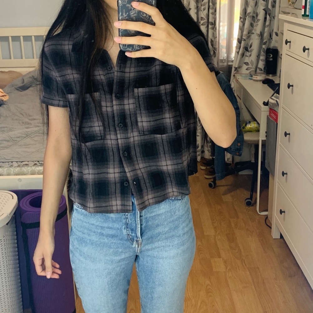 Forever 21 Plaid Button Up Top